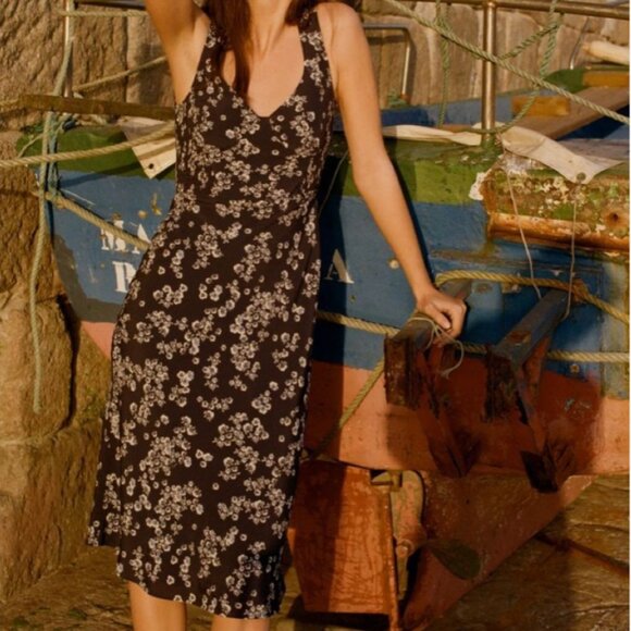 Rouje Paris Paolina Verveine Marine Midi Dress - Picture 2 of 8